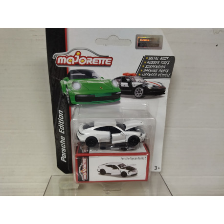 PORSCHE TAYCAN TURBO S WHITE + CARTON BOX PORSCHE EDITION 1:64 MAJORETTE