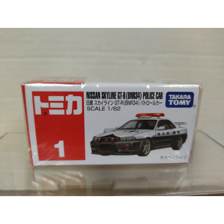 NISSAN SKYLINE GT-R BNR34 JAPAN POLICE 1:62/apx 1:64 TOMICA 01
