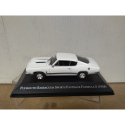 PLYMOUTH BARRACUDA 1968 SPORTS FASTBACK WHITE AMERICAN CARS 1:43 ALTAYA IXO