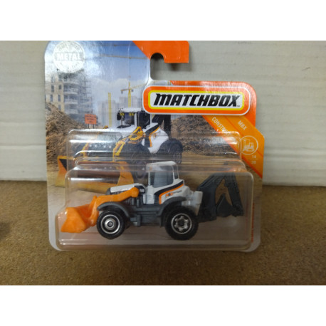 BACKHOE RETROEXCAVADORA WHITE CONSTRUCTION 14/20 1:64 MATCHBOX
