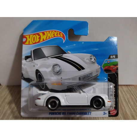 PORSCHE 911 (964) TURBO CABRIOLET WHITE 3/5 DROP TOPS 1:64 HOT WHEELS