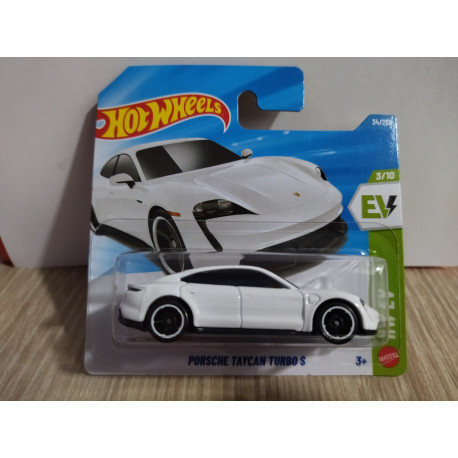 PORSCHE TAYCAN TURBO S WHITE 3/10 HW EV 1:64 HOT WHEELS