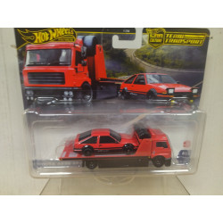 TOYOTA AE86 SPRINTER TRUENO + FLEET TEAM TRANSPORTER 1:64 HOT WHEELS PREMIUM