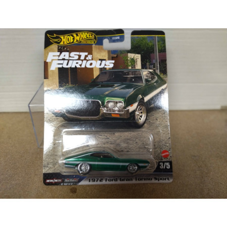 FORD GRAN TORINO SPORT 1972 GREEN 3/5 FAST & FURIOUS 1:64 HOT WHEELS PREMIUM