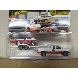 CHEVROLET NOVA 1969 + SILVERADO 3500 TEAM TRANSPORT 1:64 HOT WHEELS PREMIUM
