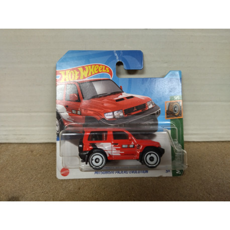 MITSUBISHI PAJERO EVOLUTION RED RALLIART 3/5 MUD STUDS 1:64 HOT WHEELS