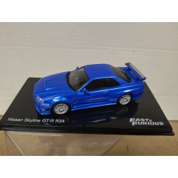 NISSAN SKYLINE GT-R R34 BLUE FAST &FURIOUS 1:43 IXO DeAGOSTINI