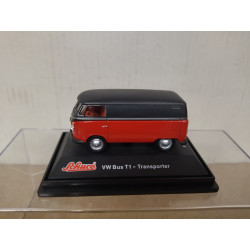 VOLKSWAGEN T1 BULLI TRANSPORTER RED/BLACK 1:72 SCHUCO JUNIOR LINE