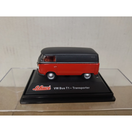 VOLKSWAGEN T1 BULLI TRANSPORTER RED/BLACK 1:72 SCHUCO JUNIOR LINE