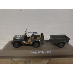 JEEP WILLYS MB & 1/4 TRAILER US ARMY WW 2 1:43 ATLAS IXO