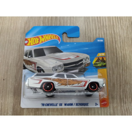 CHEVROLET CHEVELLE WAGON 1970 SS WHITE 3/10 WAGONS 1:64 HOT WHEELS