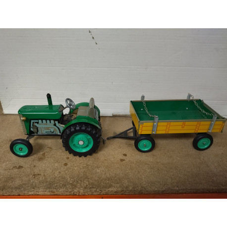 ZETOR TRACTOR + TRAILER KOVAP 14cm Long TIN TOY/HOJALATA NO BOX
