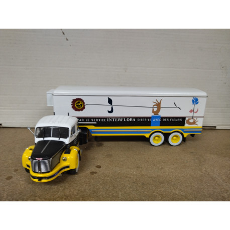 BERLIET TLR10 M 1953-57 INTERFLORA TRUCK + TRAILER 1:43 ALTAYA IXO