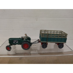 DEUTZ-SCHLEPPER TRACTOR +  REMOLQUE AGRICOLA 1:87 H0 WIKING NO BOX