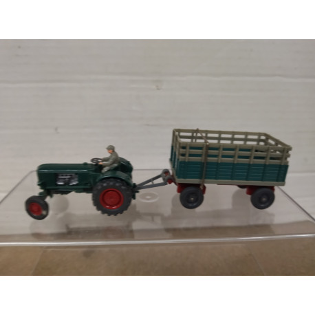 DEUTZ-SCHLEPPER TRACTOR +  REMOLQUE AGRICOLA 1:87 H0 WIKING NO BOX