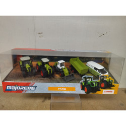 CLAAS FARM 5-CAR SET ARION/XERION/TERION/TRAILER/ID.BUZZ 1:64 MAJORETTE