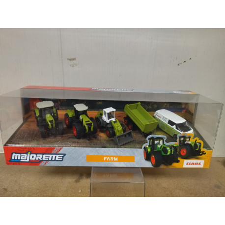 CLAAS FARM 5-CAR SET ARION/XERION/TERION/TRAILER/ID.BUZZ 1:64 MAJORETTE