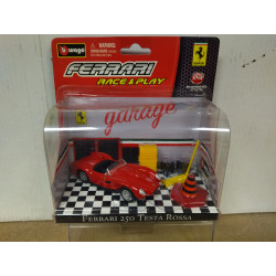 FERRARI 250 TESTA ROSSA RED GARAGE 1:43 BBURAGO RACE & PLAY