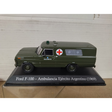 FORD F-100 1969 AMBULANCIA EJERCITO ARGENTINA 1:43 SALVAT IXO HARD BOX