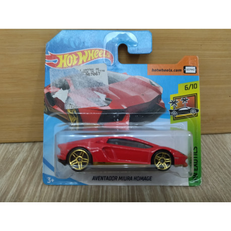 LAMBORGHINI AVENTADOR HOMAGE RED 6/10 EXOTICS 1:64 HOT WHEELS CARTON ROTO