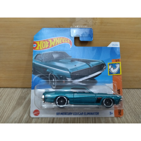 MERCURY COUGAR ELIMINATOR 1969 BLUE 3/5 MUSCLE MANIA 1: 64 HOT WHEELS
