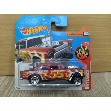 CHEVROLET BEL AIR GASSER 1955 RED 2/10 FLAMES 1:64 HOT WHEELS
