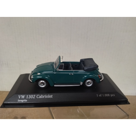 VOLKSWAGEN 1302 BEETLE CABRIOLET 1970 GREEN 1:43 MINICHAMPS 430055037