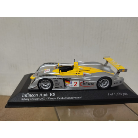 AUDI R8 INFINEON 2002 12 H SEBRING CAPELLO-HERBERT-PESCATORI 1:43 MINICHAMPS