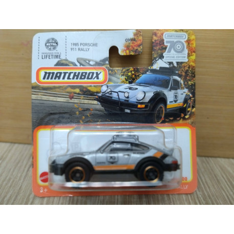 PORSCHE 911 1985 RALLY SILVER/ORANGE 1:64 MATCHBOX