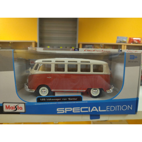 VOLKSWAGEN T1 VAN SAMBA RED/WHITE 1:25 MAISTO