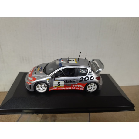 PEUGEOT 206 WRC 2002 RALLY CATALUÑA PANIZZI 1:43 IXO BOX NO ORIGINAL