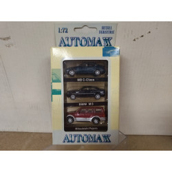 PACK MERCEDES-BENZ C-CLASS, BMW M3, MITSUBISHI PAJERO 1:72 AUTOMAXX