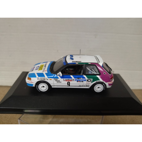 MAZDA 323 GTX 1991 RALLY RAC LOMBARD MAKINEN 1:43 ALTAYA IXO BOX NO ORIGINAL