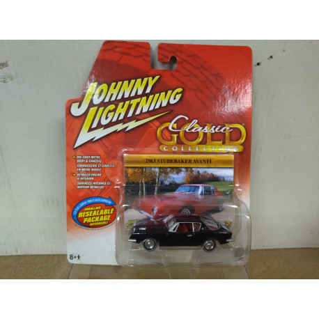 STUDEBAKER AVANTI 1963 BLACK CLASSIC GOLD 1:64 JOHNNY LIGHTNING