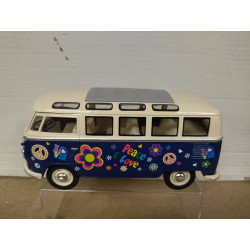 VOLKSWAGEN T1 1962 VAN SAMBA PEACE & LOVE 1:24 KINSMART NO BOX