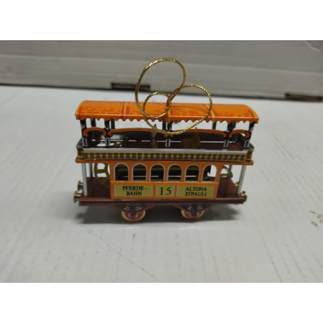 TRANVIA TROLLEY PFERDE-BAHN 15 ORNAMENTO ARBOL NAVIDAD TIN TOY
