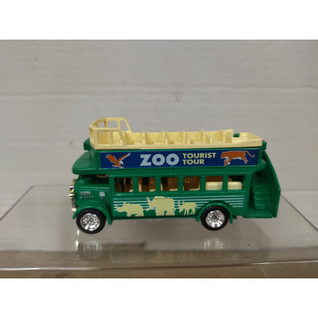 AUTOBUS ZOO TOURIST TOUR BUS GREEN 1:72/1:64 ? 8cm LONG GOLDEN WHEELS