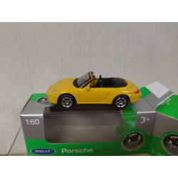 PORSCHE 911 (997) CARRERA S CABRIOLET YELLOW 1:60/apx 1:64 WELLY BOX GREEN/GREY