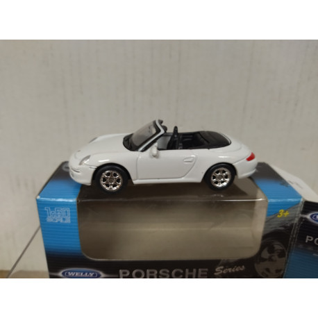 PORSCHE 911 (997) CARRERA S CABRIOLET WHITE 1:60/apx 1:64 WELLY BOX BLUE