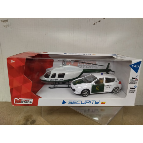RENAULT MEGANE GUARDIA CIVIL + HELICOPTERO 1:43 MONDO MOTORS
