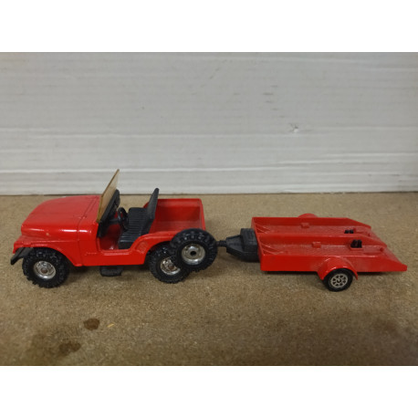 JEEP CJ-5 RED + TRAILER 1:36 CORGI NO BOX