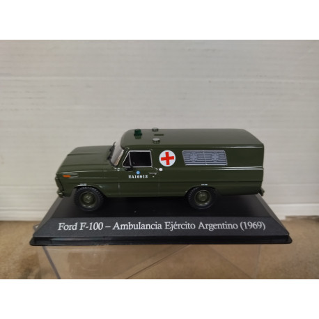 FORD F-100 1969 AMBULANCIA EJERCITO ARGENTINA 1:43 SALVAT IXO HARD BOX