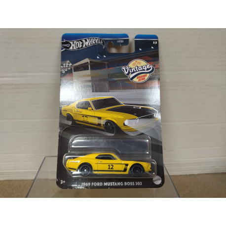 FORD MUSTANG BOSS 302 1969 YELLOW 3/5 VINTAGE CARRERA 1:64 HOT WHEELS