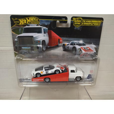 PORSCHE 906 CARRERA 6 + CARRY ON TEAM TRANSPORT 1:64 HOT WHEELS PREMIUM