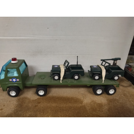 CAMION SANSON BRAVO MILITAR + JEEP (ROTOS) METAL RICO VINTAGE