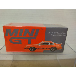 PORSCHE 911 CARRERA RS 2.7 TANGERINE WITH BLACK LIVERY 1:64 MINI GT 1142