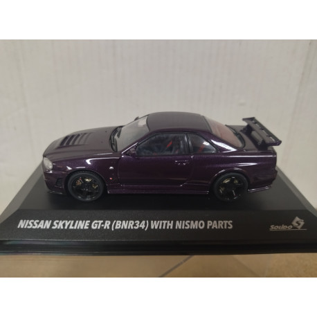 NISSAN SKYLINE GT-R 2005 BNR34 W/NISMO PARTS PURPLE 1:43 SOLIDO S4318201 SD