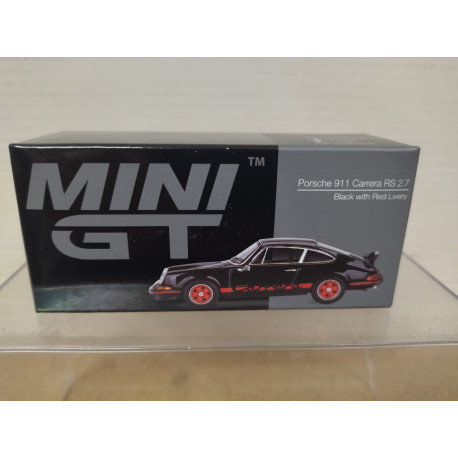 PORSCHE 911 CARRERA RS 2.7 BLACK WITH RED LIVERY 1:64 MINI GT 688