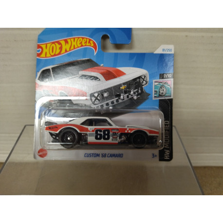 CHEVROLET CAMARO 1968 n68 WHITE/RED CUSTOM 7/10 MODIFIED 1:64 HOT WHEELS
