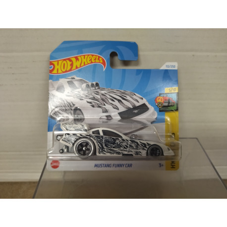FORD MUSTANG FUNNY CAR WHITE 5/10 ART CARS 1:64 HOT WHEELS